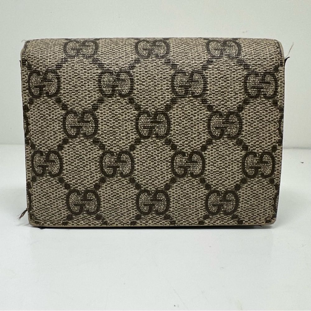 Auth Gucci Surpreme Bifold PVC Leather Beige Wallet